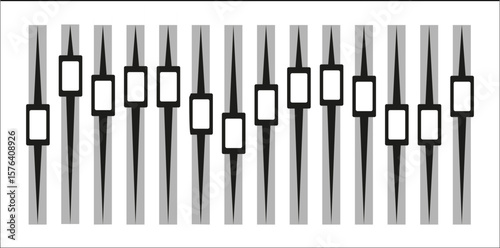 Different sound waves black isolated on white background. Equalizers template. Music audio. Vector