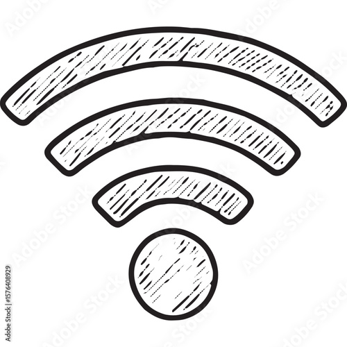 Wi-Fi Signal Icon - Connectivity and Technology Hand-Drawn Illustration