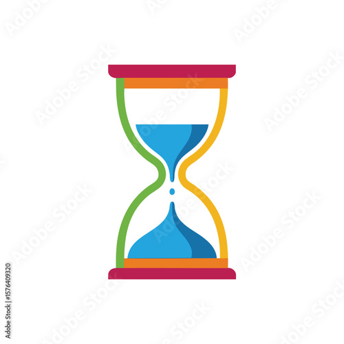 Vibrant Timekeeper. Dynamic sand timer with blue water-like drops illustrates the essence of passing moments. Symbolizes deadlines, countdowns, and progress.