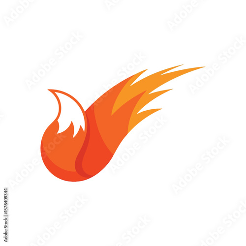 Dynamic Orange Fox Tail Graphic. This expressive design of a cunning animal's caudal appendage in warm tones evokes agility and intelligence, perfect for creative branding.