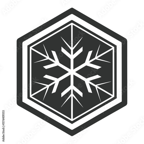 Geometric snowflake emblem with sharp crystalline branches logo symbol
