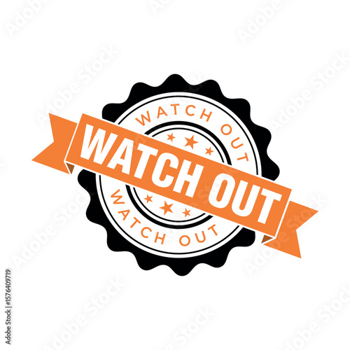 Watch Out Letter Rubber Stamp Template Design