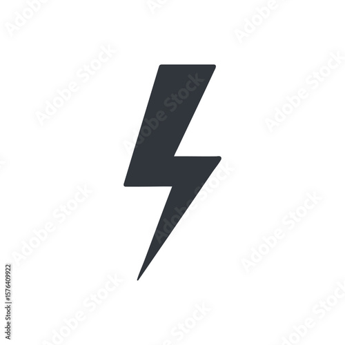 Electric Power Bolt Icon. This striking graphic signifies immediate energy, speed, and efficiency. Its minimalist design is ideal for diverse digital applications, conveying urgency and strong impact.