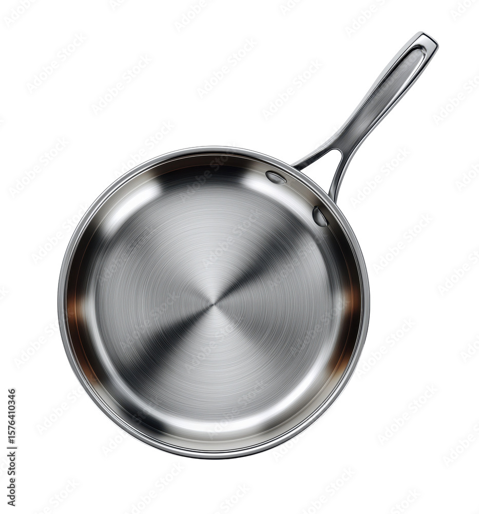 Obraz premium Empty stainless steel frying pan on transparent background