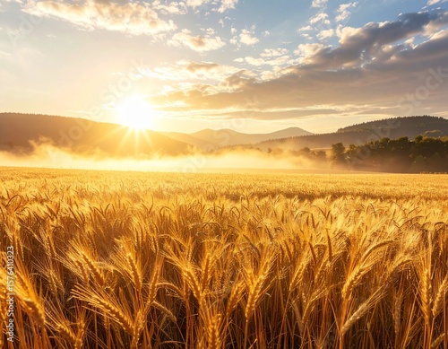 wheat field at sunset
