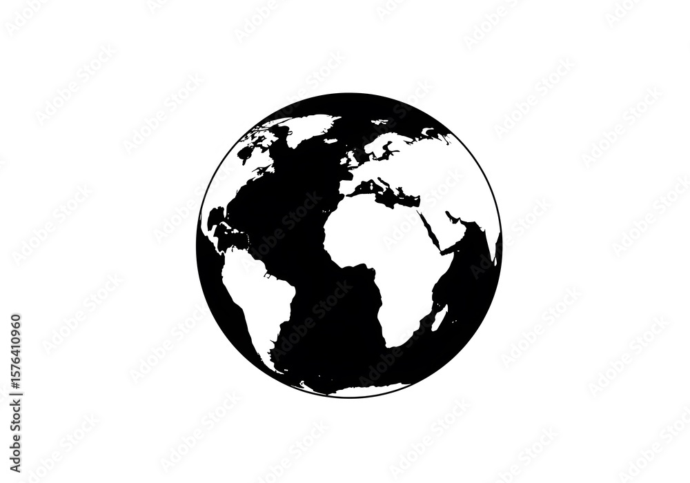 Fototapeta premium Global Icon Black and White Earth Planet Illustration Graphic Design
