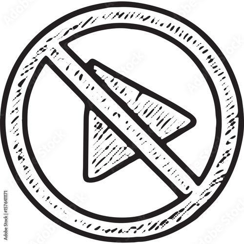 No video Icon - Creativity Ban and Unplugging Sketch Illustration