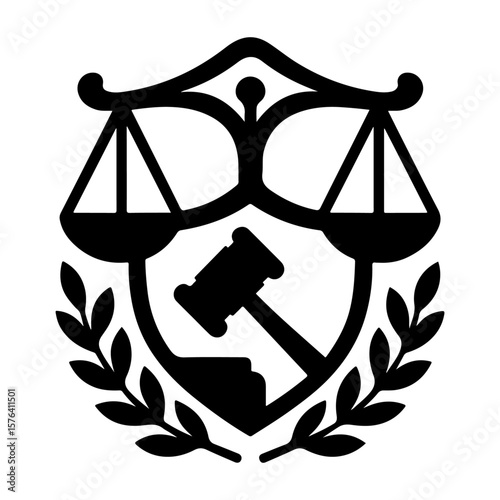 Minimal justice scale vector icon representing law and balance