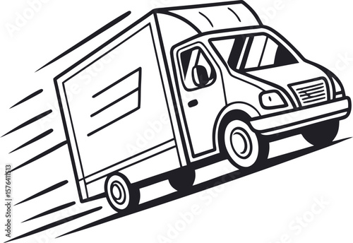 A detailed vector illustration of a delivery truck with a trailer, ideal for logistics, shipping, transportation services, and freight-related designs in apps, websites, and promotional materials.
