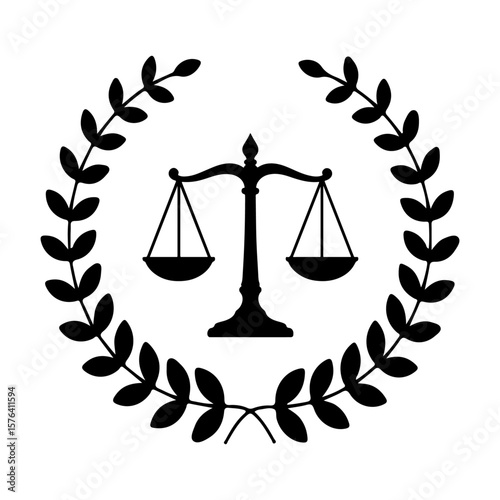 Minimal justice scale vector icon representing law and balance