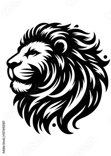 Wallpaper Mural A majestic lion head isolated on white background Torontodigital.ca