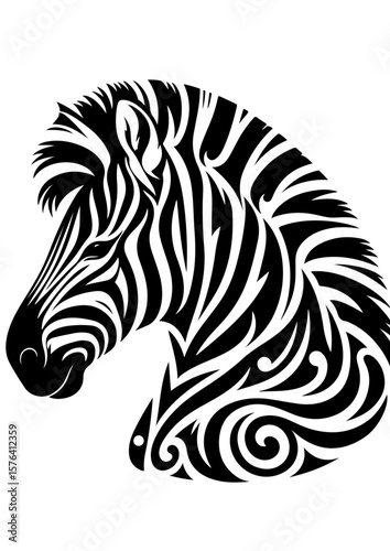 Wallpaper Mural A black and white illustration of a zebra head Torontodigital.ca