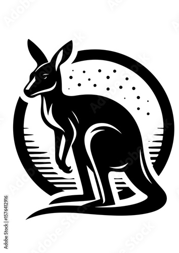 A kangaroo stands tall in the outback, isolated on white background