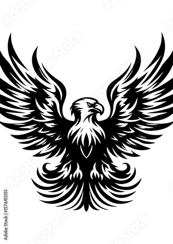 Majestic eagle with outstretched wings isolated on white background