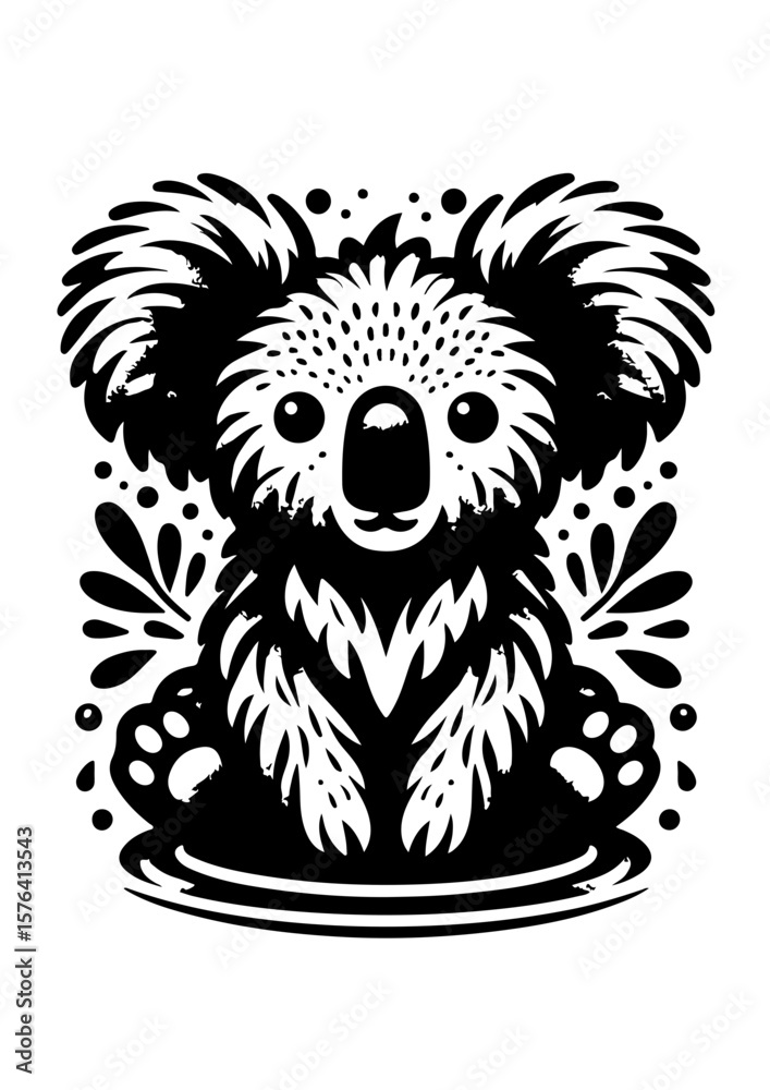 Fototapeta premium A cute koala bear with detailed fur isolated on white background