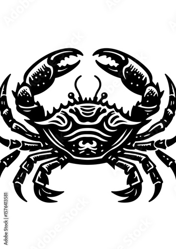 A detailed crab with strong claws isolated on white background