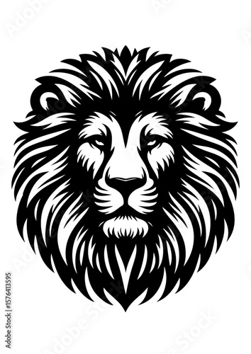 A majestic lion head illustration isolated on white background