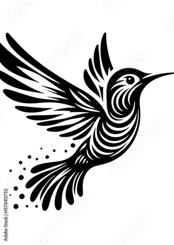 A hummingbird in flight, a symbol of agility, isolated on white background