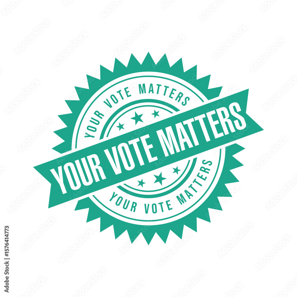 Obraz premium Your Vote Matters Letter Rubber Stamp Template Design
