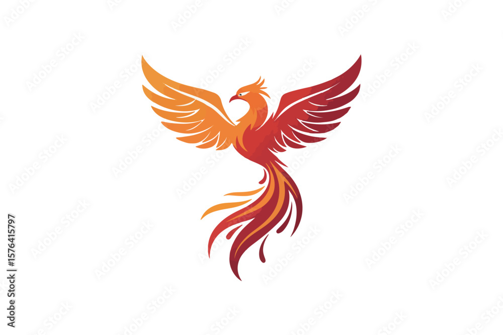 Fototapeta premium Simple Gradient Fire Phoenix Bird logo Vector On White Background.02