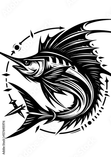 A marlin swimming in the ocean, a symbol of sport fishing