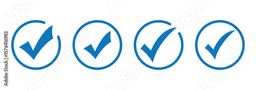 Checkmark icon. Verified checkmark icon set. Vector illustration