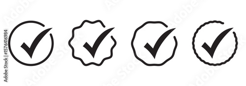 Checkmark icon. Verified checkmark icon set. Vector illustration