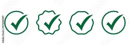 Checkmark icon. Verified checkmark icon set. Vector illustration
