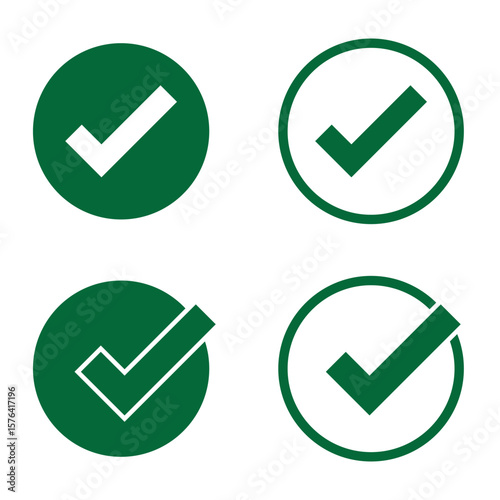 Green check mark icon. Check mark vector icon. Checkmark Illustration. Vector symbols set ,green checkmark isolated on white background. Correct vote choise isolated symbol.