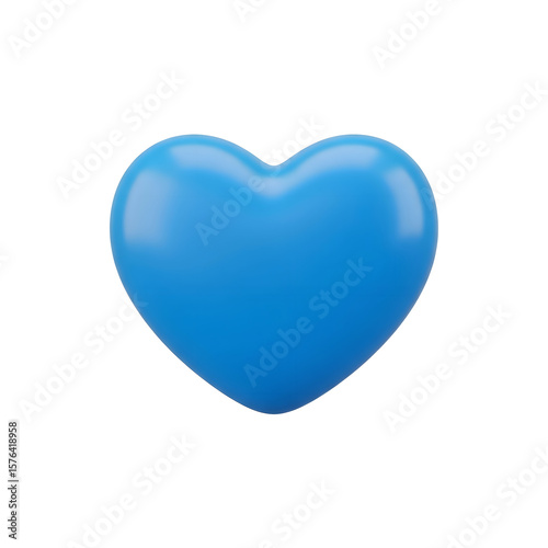 3D style icon transparant background, of a solid blue heart shape.