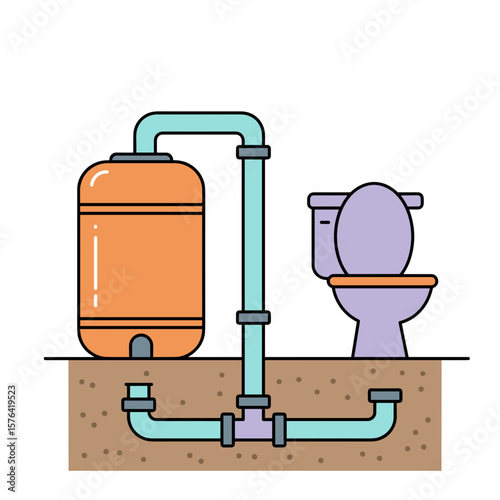 Septic Tank. Vertical Drainage Scheme for Home Toilet System