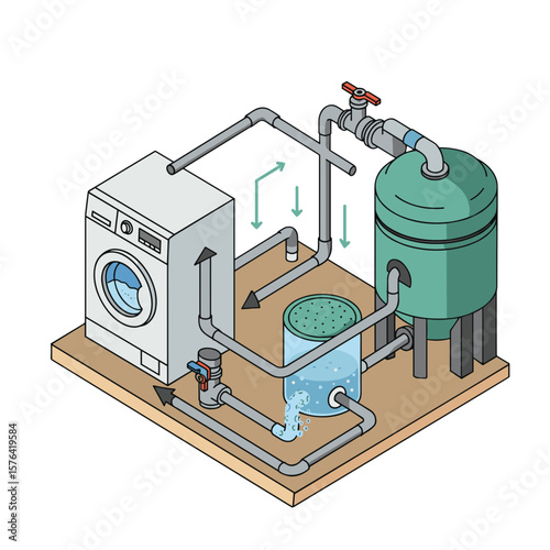 Washing Machine to Septic Tank. Domestic Greywater Drainage Scheme