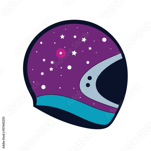 Galaxy helmet with fun quote for sci fi fans Line Art Vector illustration