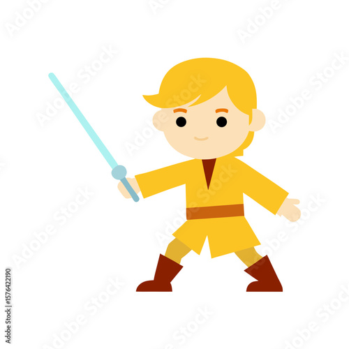 Jedi in training design for kids or fitness theme Line Art Vector illustration