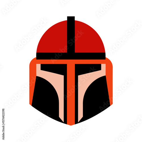 Jedi helmet design with retro comic influence Line Art Vector illustration