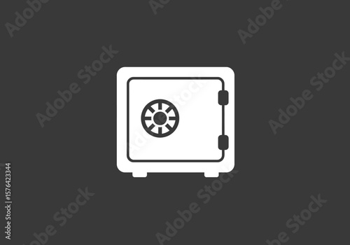 Simple White Safe Icon with Combination Lock Security Concept.