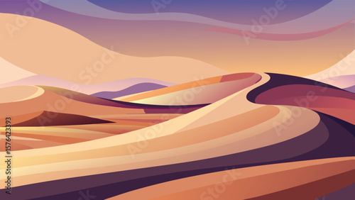 Captivating abstract minimalist landscape depicting harmonious dune forms in a serene and evocative desert environment