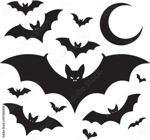 Bat Vector Silhouette, Illustration