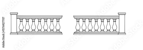 Decorative balustrade SVG, ornate railing design, classical balcony栏杆, elegant architectural element, AI generated vector illustration