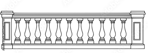 Decorative balustrade SVG, ornate railing design, classical balcony栏杆, elegant architectural element, AI generated vector illustration