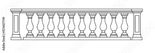 Decorative balustrade SVG, ornate railing design, classical balcony栏杆, elegant architectural element, AI generated vector illustration