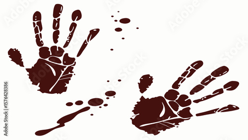 Bloody handprints design vector illustration for crime scene investigation and halloween horror theme concept