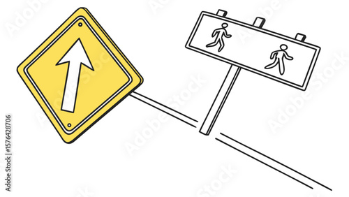 Road safety signs illustration vector graphic design for traffic awareness and pedestrian safety campaign use