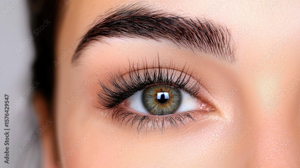 Obraz premium Close-up view of a woman's eye with elegant makeup.