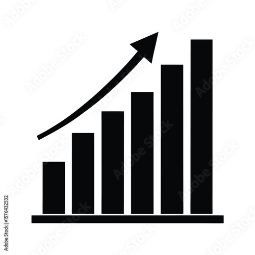 Free Download Rising bar graph with arrow pointing upwards silhouette vector illustration - GFXLoad