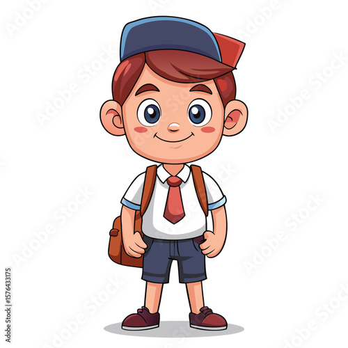 Cartoon boy in school uniform