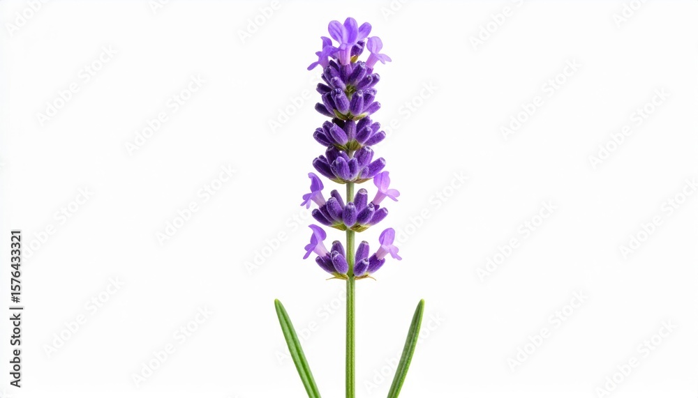 Obraz premium Tallo de lavanda con pequeñas flores moradas que ascienden simétricamente formando una espiga aromática y estética