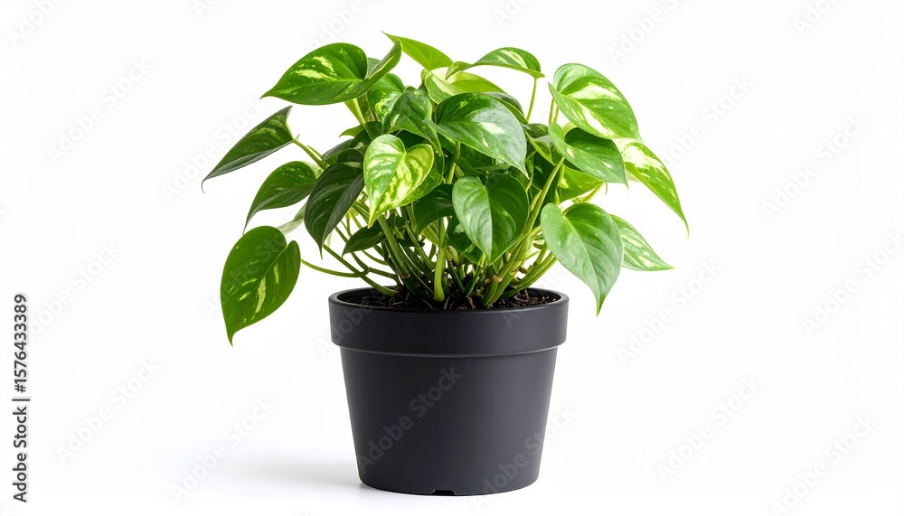 Obraz premium Planta decorativa de interior con hojas verdes ovaladas y tallo corto en maceta redonda oscura