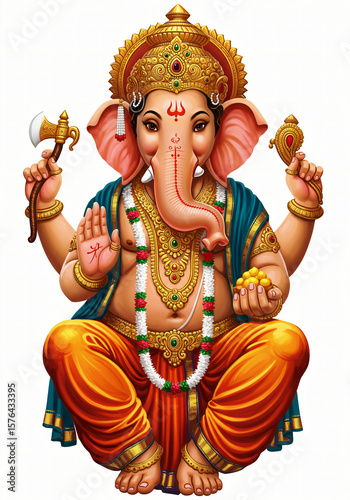 hindu god ganesha with white background  