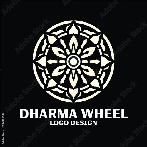 Dharma Wheel Vector Logo Design 